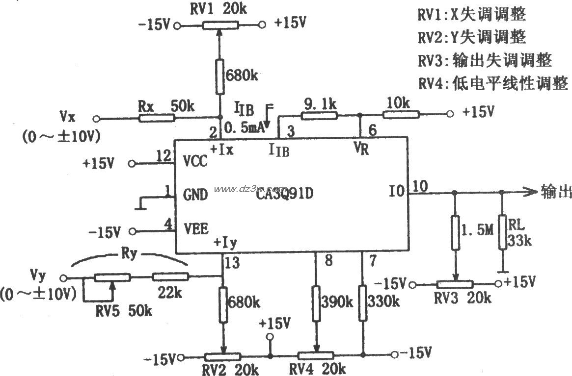 由CA3091构成的乘法电路电路图