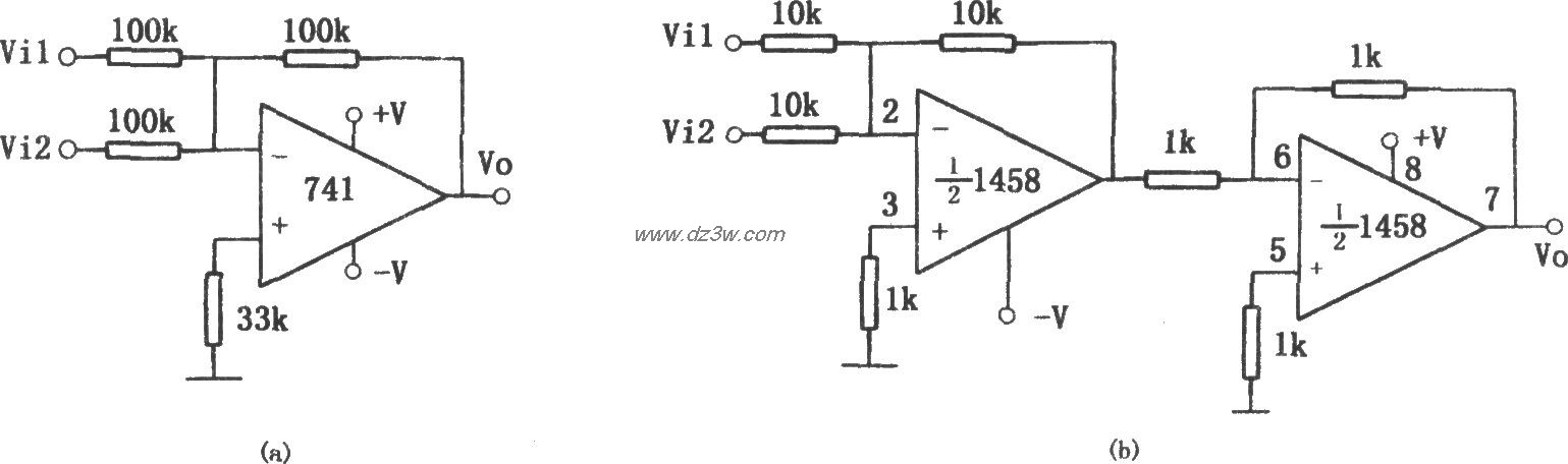 通用加法电路(741、1458电路图