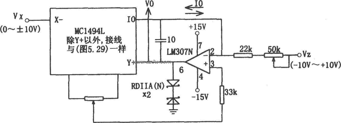 由MC1494和LM307构成的除电路图