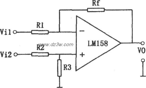 LM158构成的单运放基本减电路图