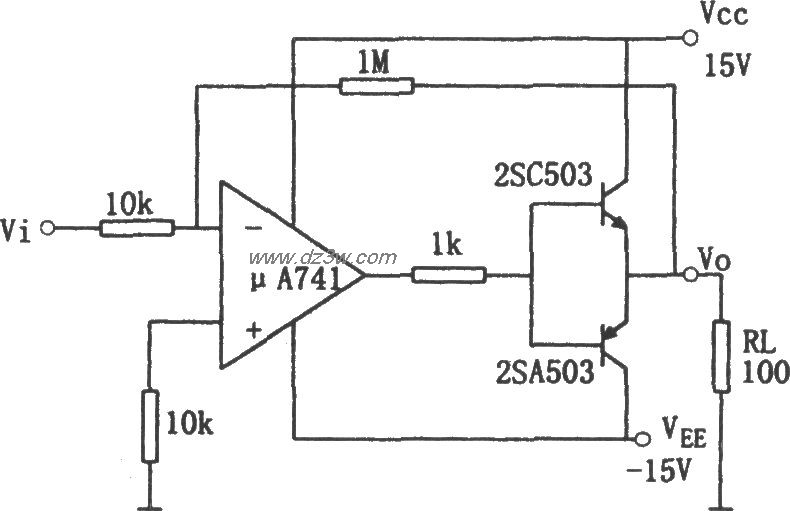 μA741构成的电流扩展电电路图