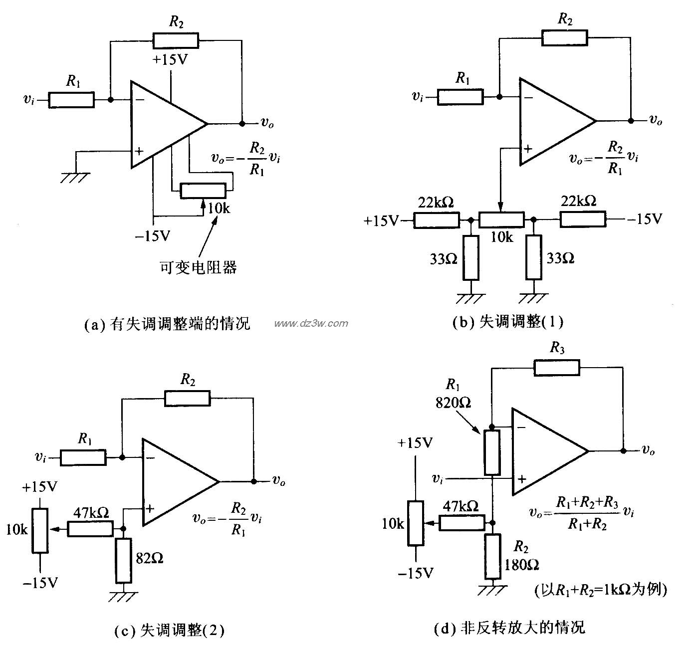 运算放大器失调调整的方电路图