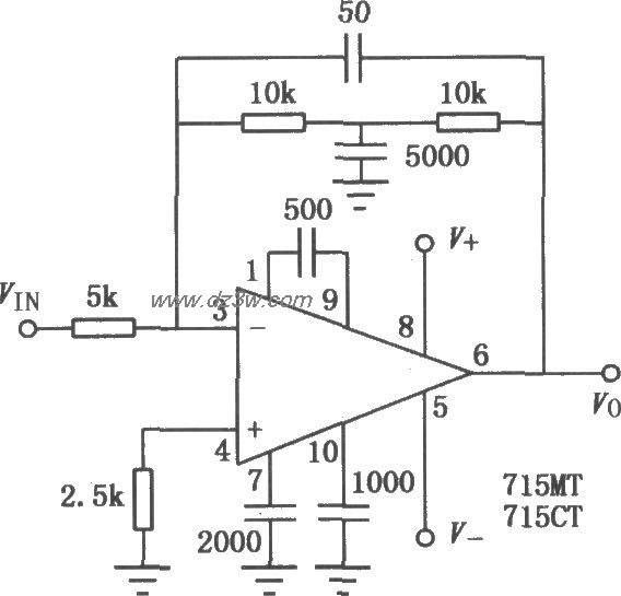 μA715双电源宽频带高速电路图