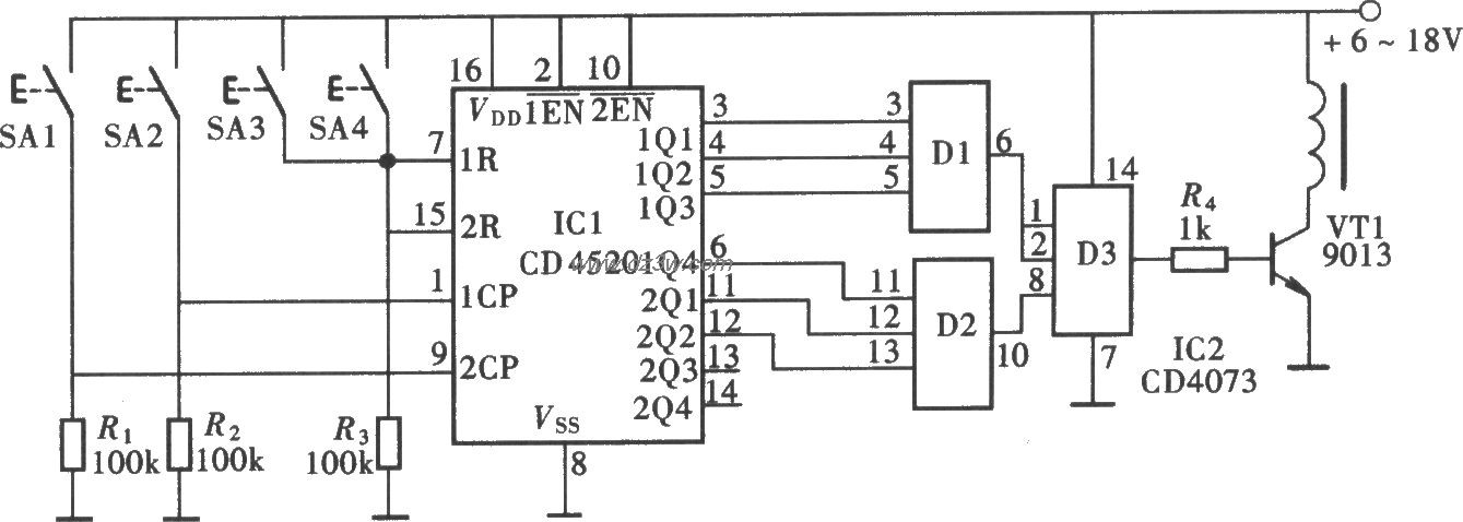 由CD4520组成的数字式密电路图