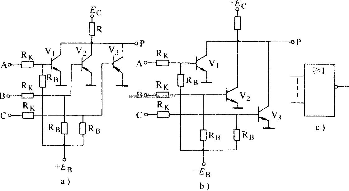 晶体管或非门电路图
