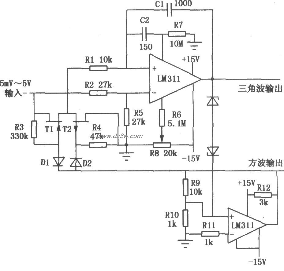 LM111/211/311的典型应用电路图