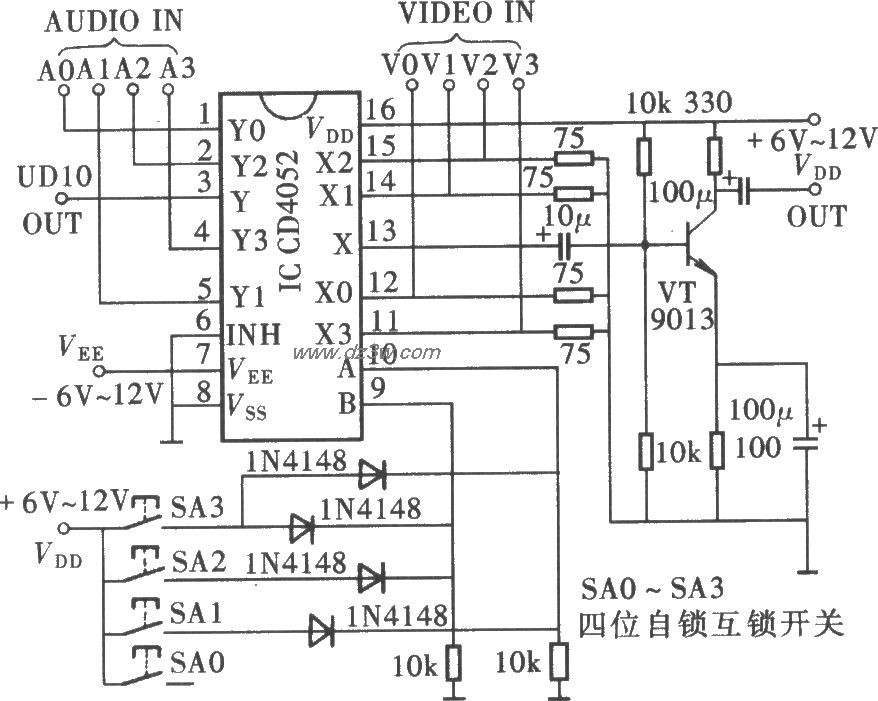 四通道A／V转换电路(CD4电路图