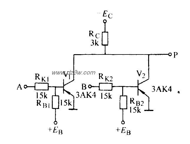 两输入端晶体管或非门电电路图