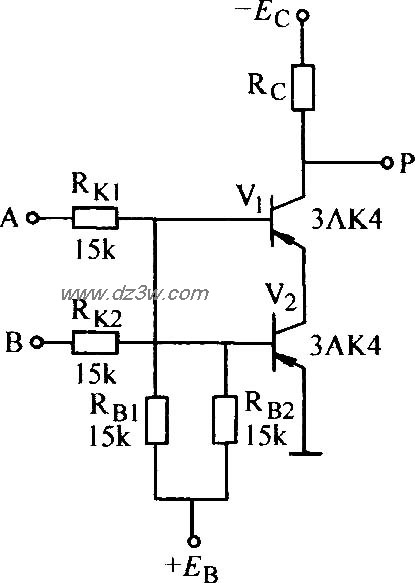 两输入端晶体管与非门电电路图