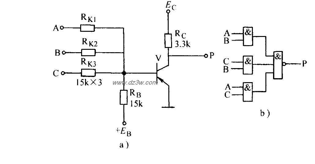 电阻-晶体管门电路电路图