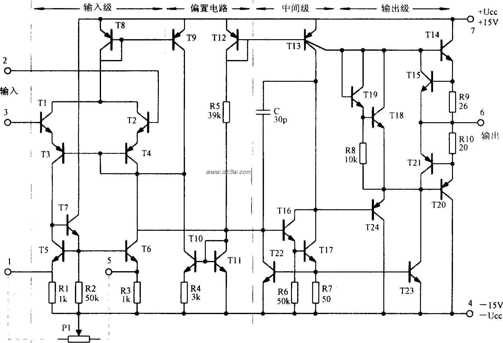 F007型集成电路内部电路电路图