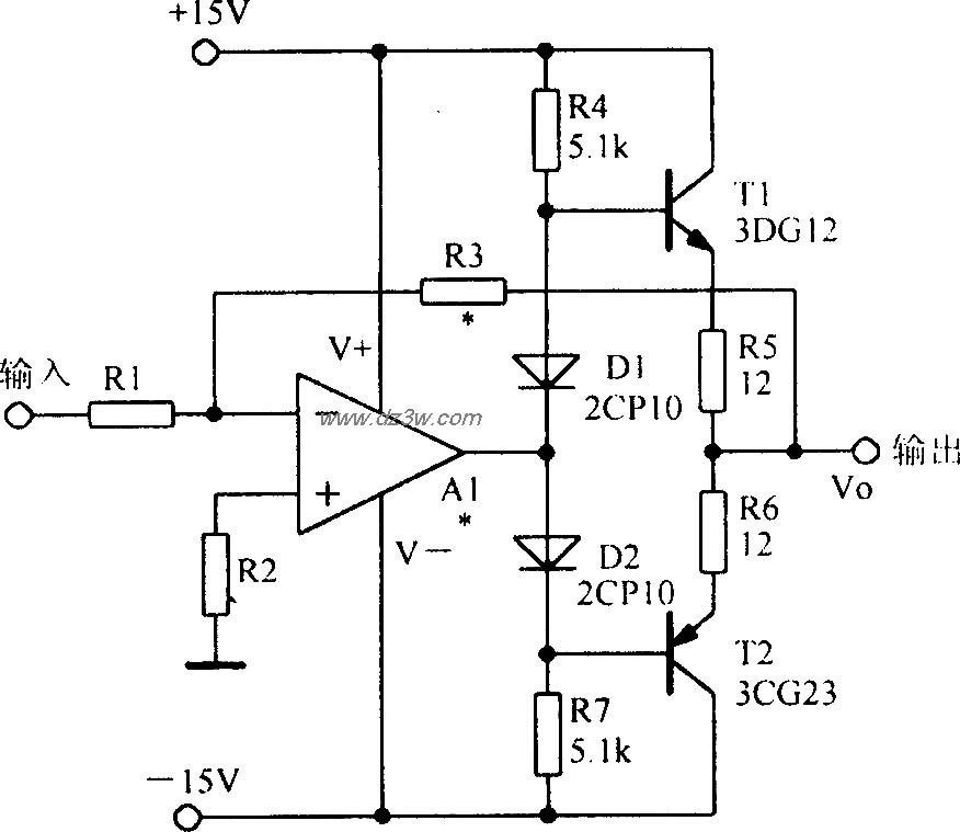 双极性输出时的电流扩展电路图
