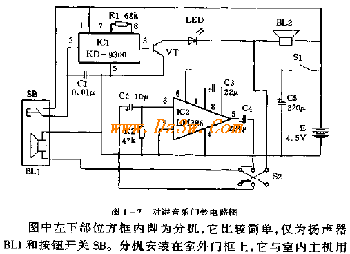 对讲音乐门铃电路图电路图