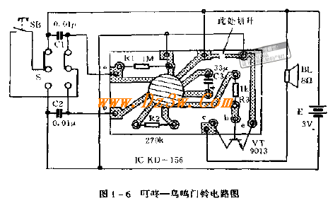 叮咚一鸟鸣门铃电路图电路图