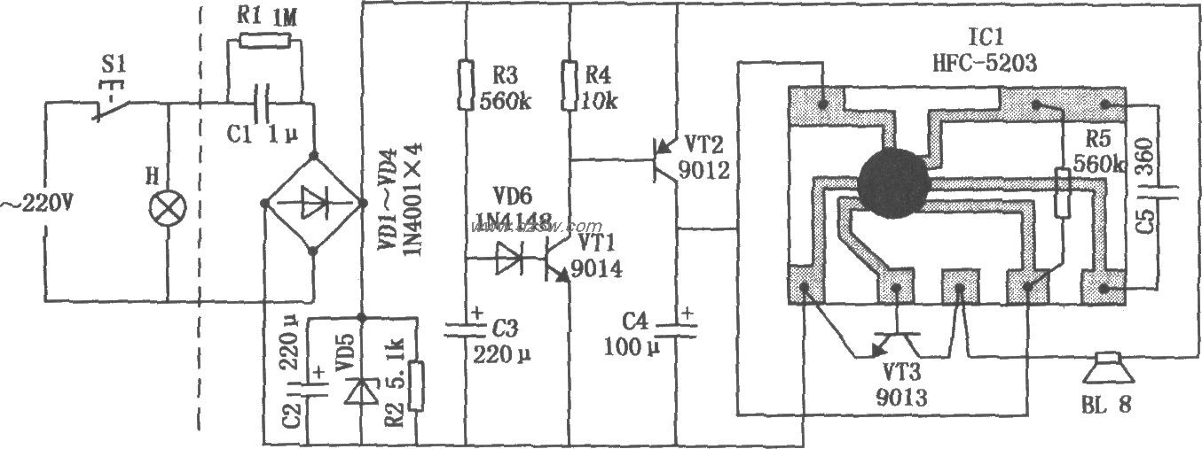 冰箱关门提示电路电路图