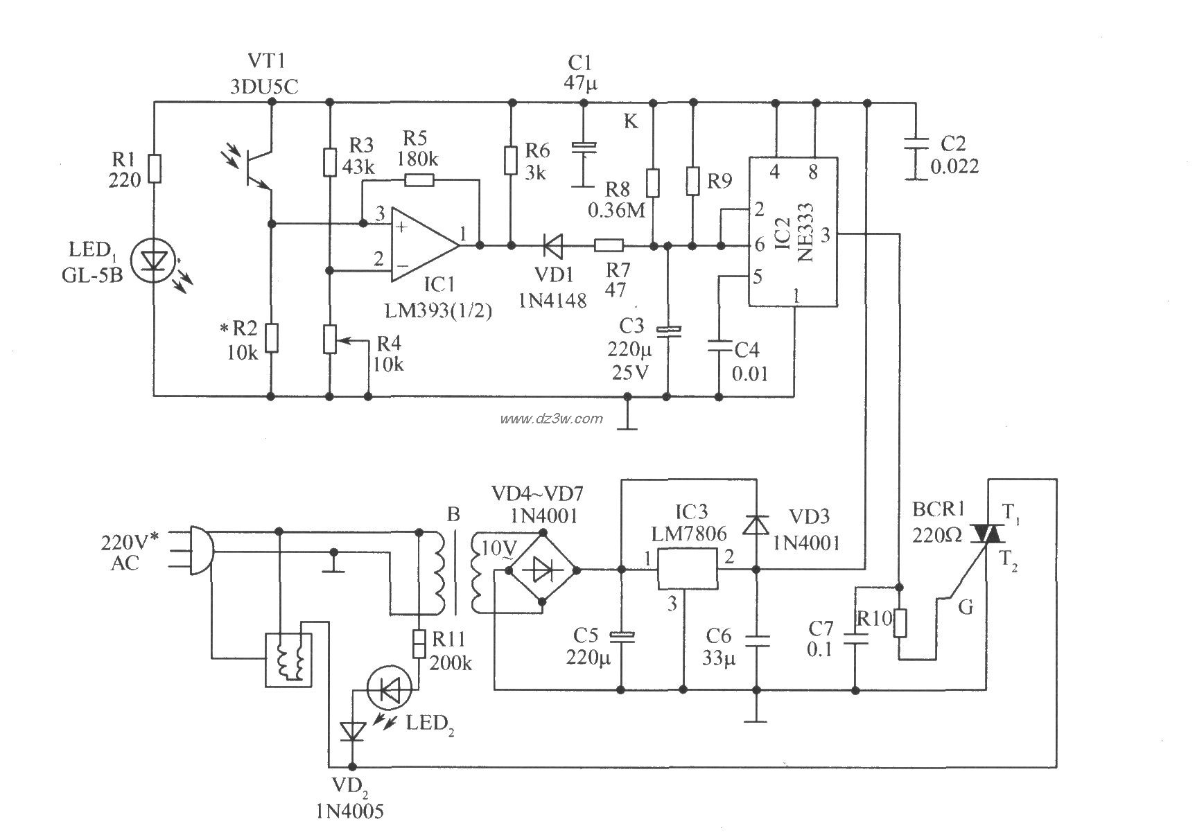 电熨斗的控制电路电路图