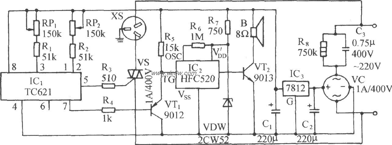 使用TC621的自动启动空调电路图