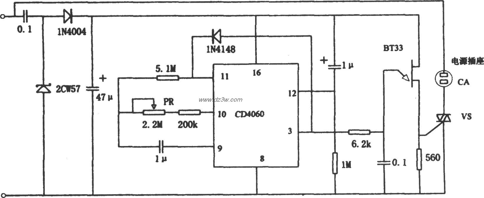 电饭锅预置断电定时器电路图