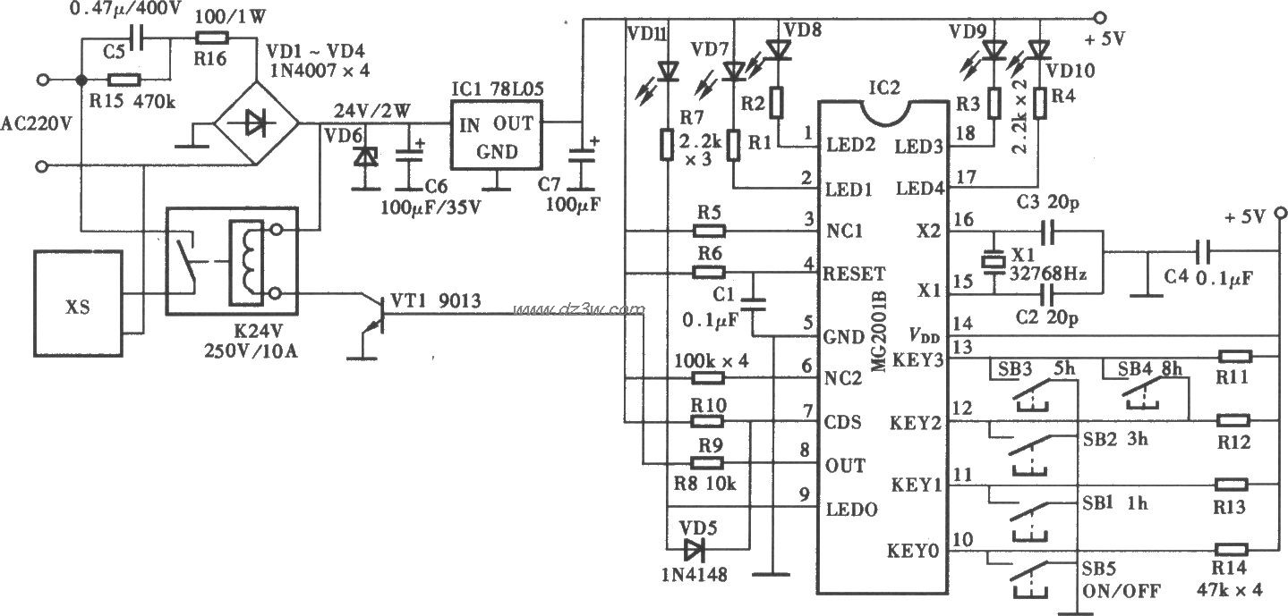 窗式空调定时器电路电路图