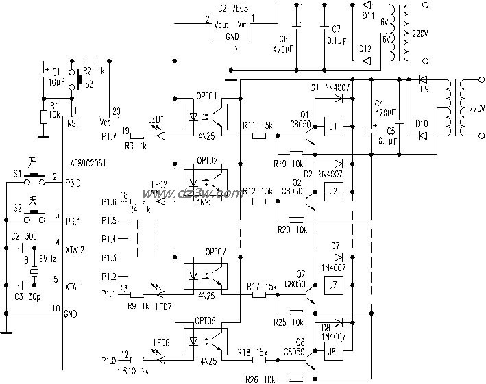 用８９Ｃ２０５１制作八电路图