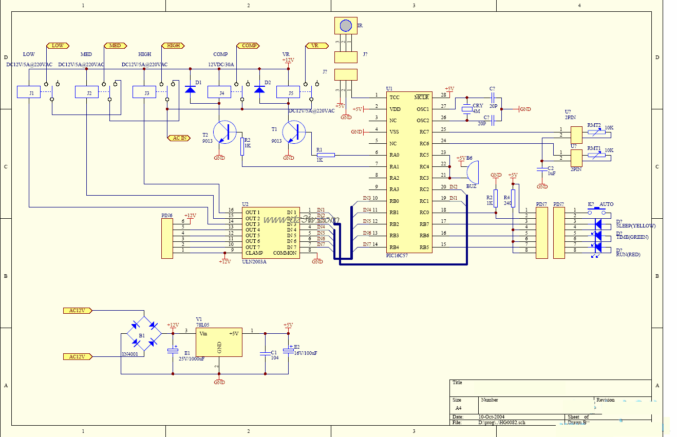 一款空调主板电路电路图