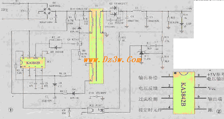 KA3842组成的笔记本电源电路图