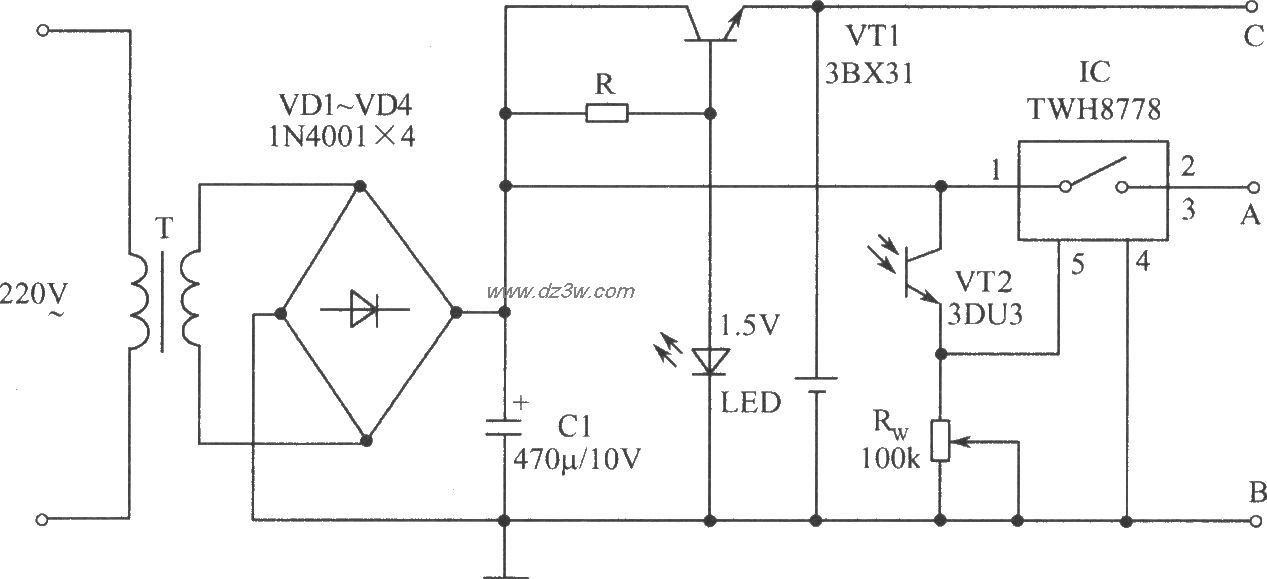 报时石英钟电源电路电路图