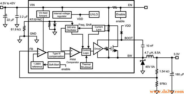 开关电源芯片LM22677评估电路图