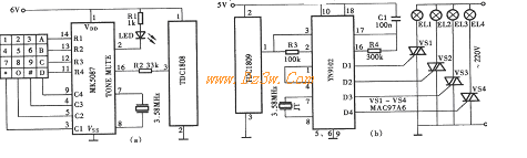无线电遥控变色吊灯电路电路图