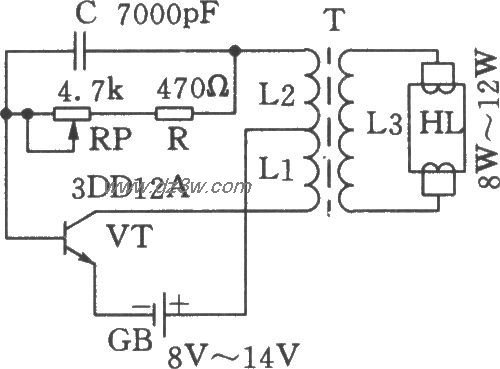 蓄电池供电荧光灯驱动电电路图