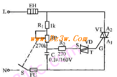 双向晶闸管组成的无级调电路图