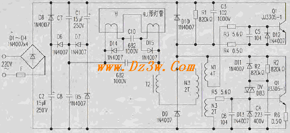 兴光牌45W电子节能灯电路电路图