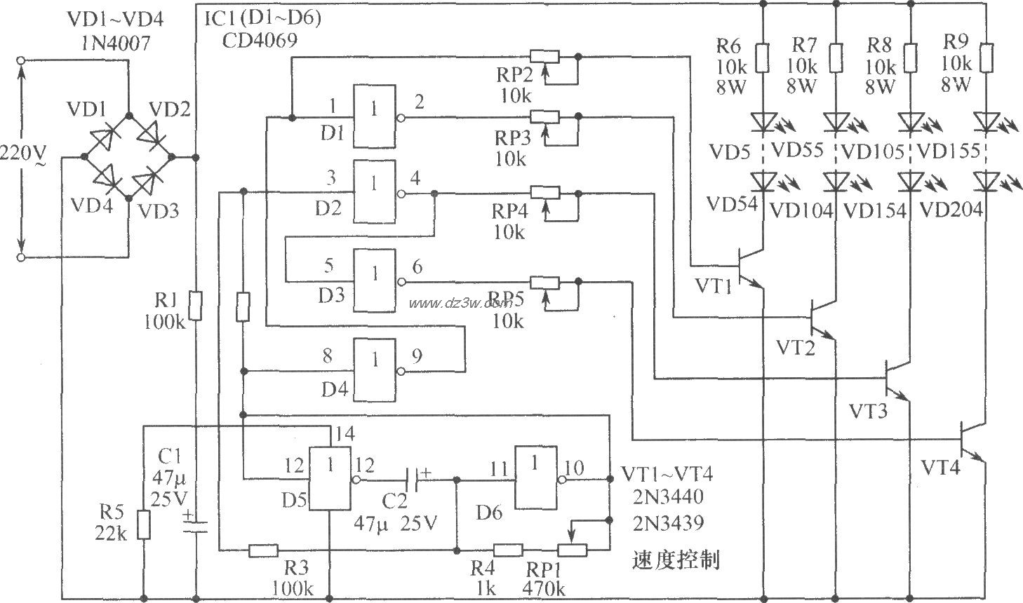 圣诞彩灯电路电路图