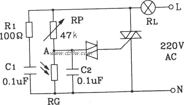 由光敏电阻组成的自动照电路图