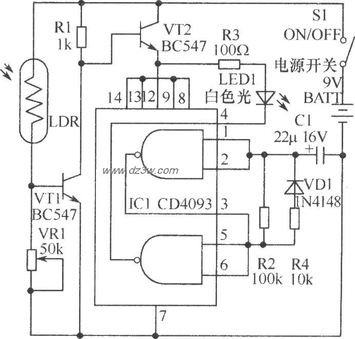 停电照明灯电路电路图