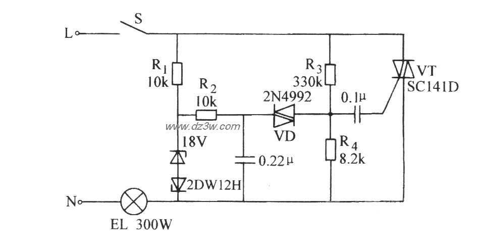 双向晶闸管延长白炽灯使电路图
