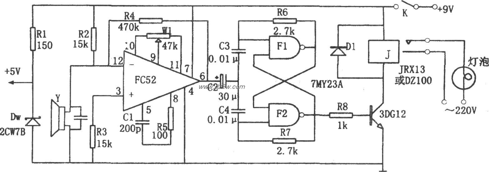 声控电灯(FC52)电路电路图