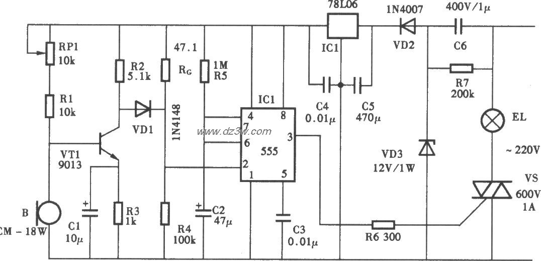 电灯节能开关电路电路图