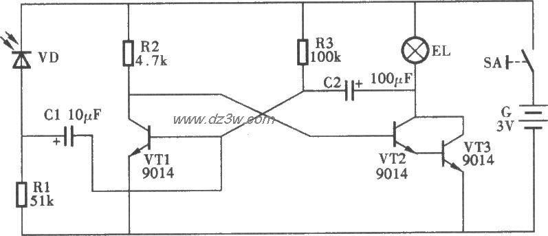 光控台灯电路电路图