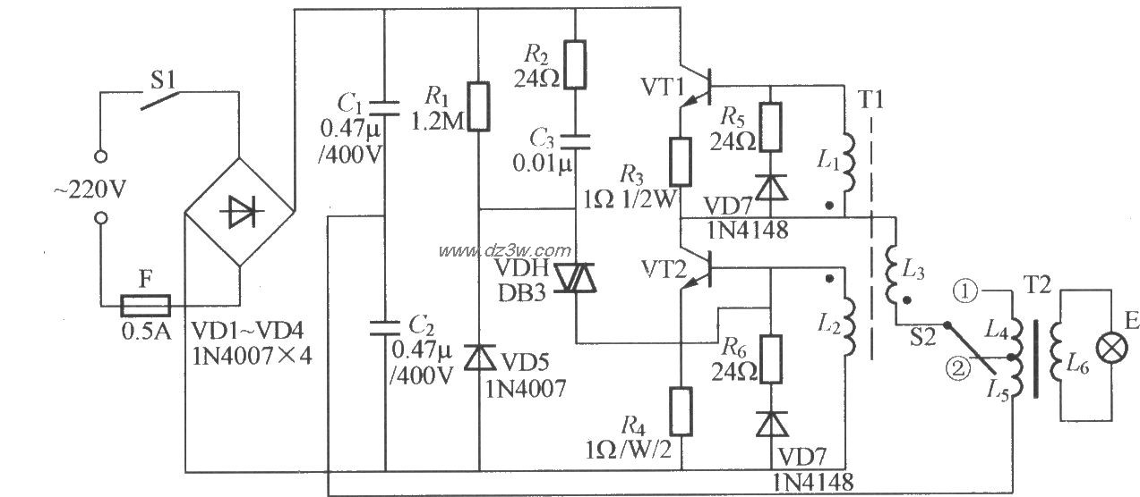 电子节能灯电路(1)电路图