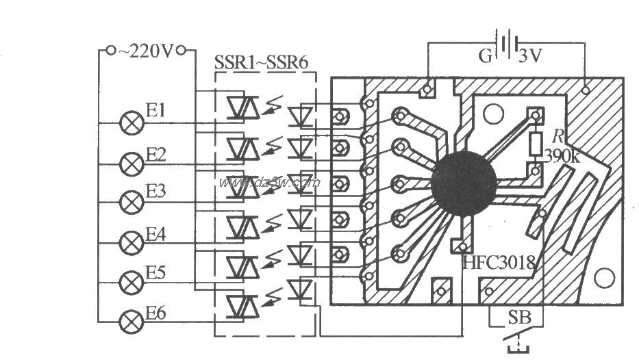 六路闪烁灯串电路(1)(HF电路图