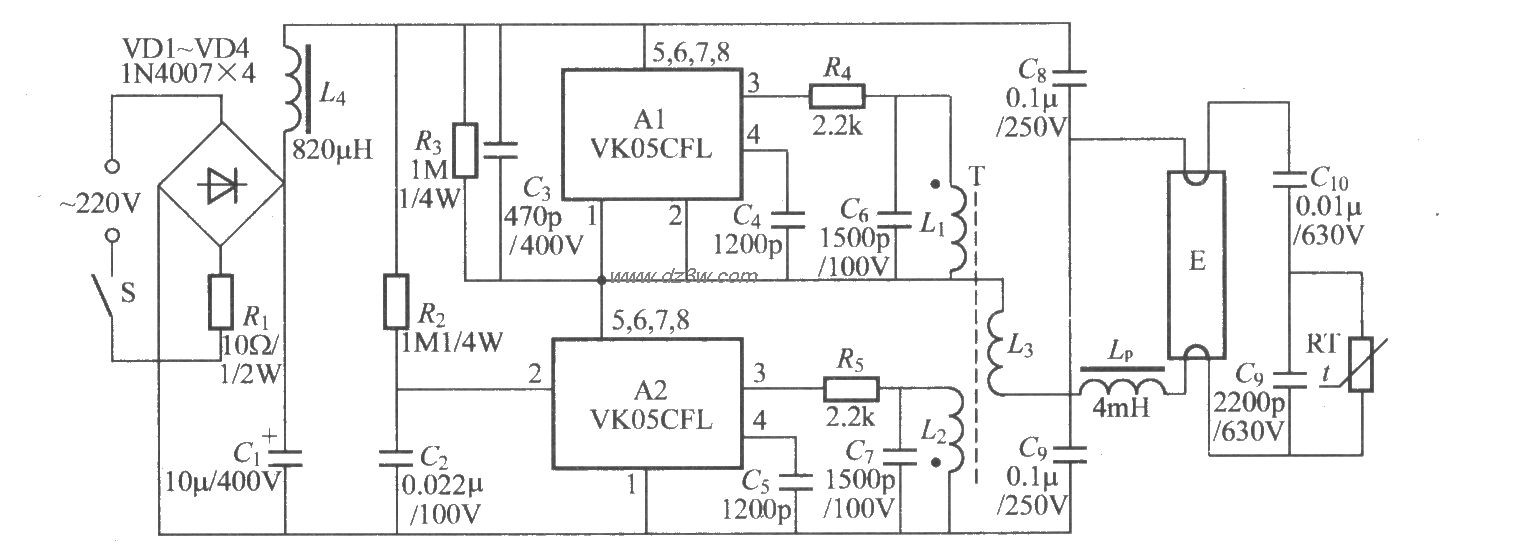 电子节能灯电路(3)电路图