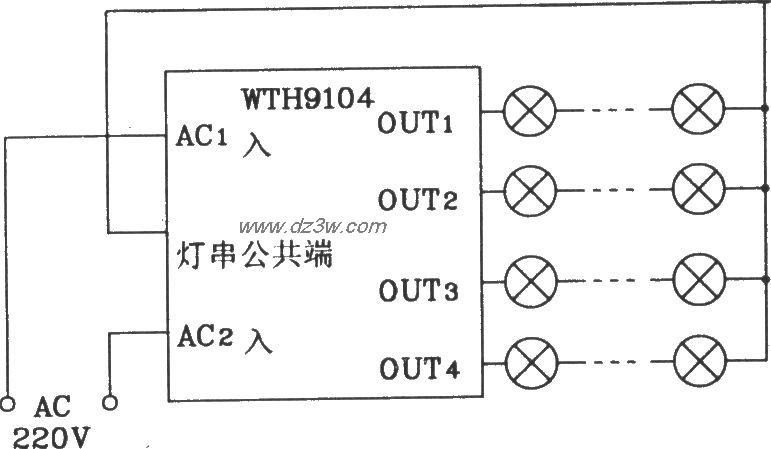 TWH9104新型彩灯控制集成电路图