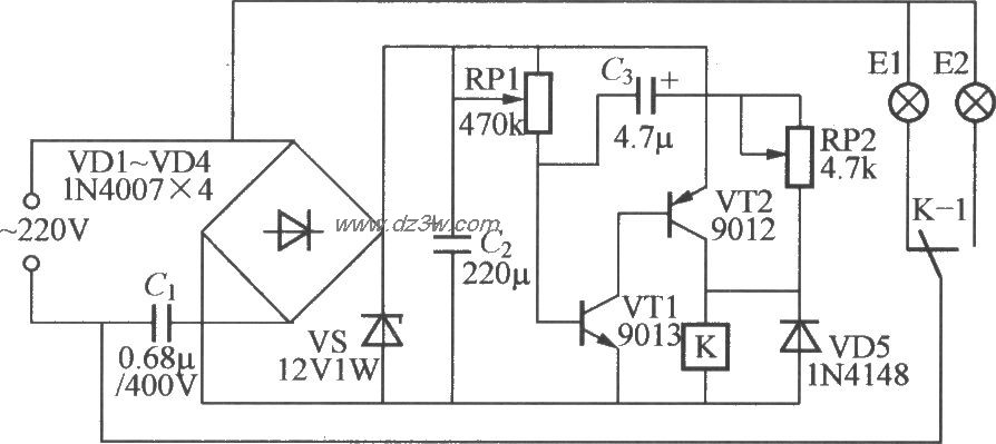 双路闪烁灯串电路(1)电路图