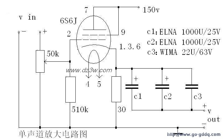 单声道放大电路电路图