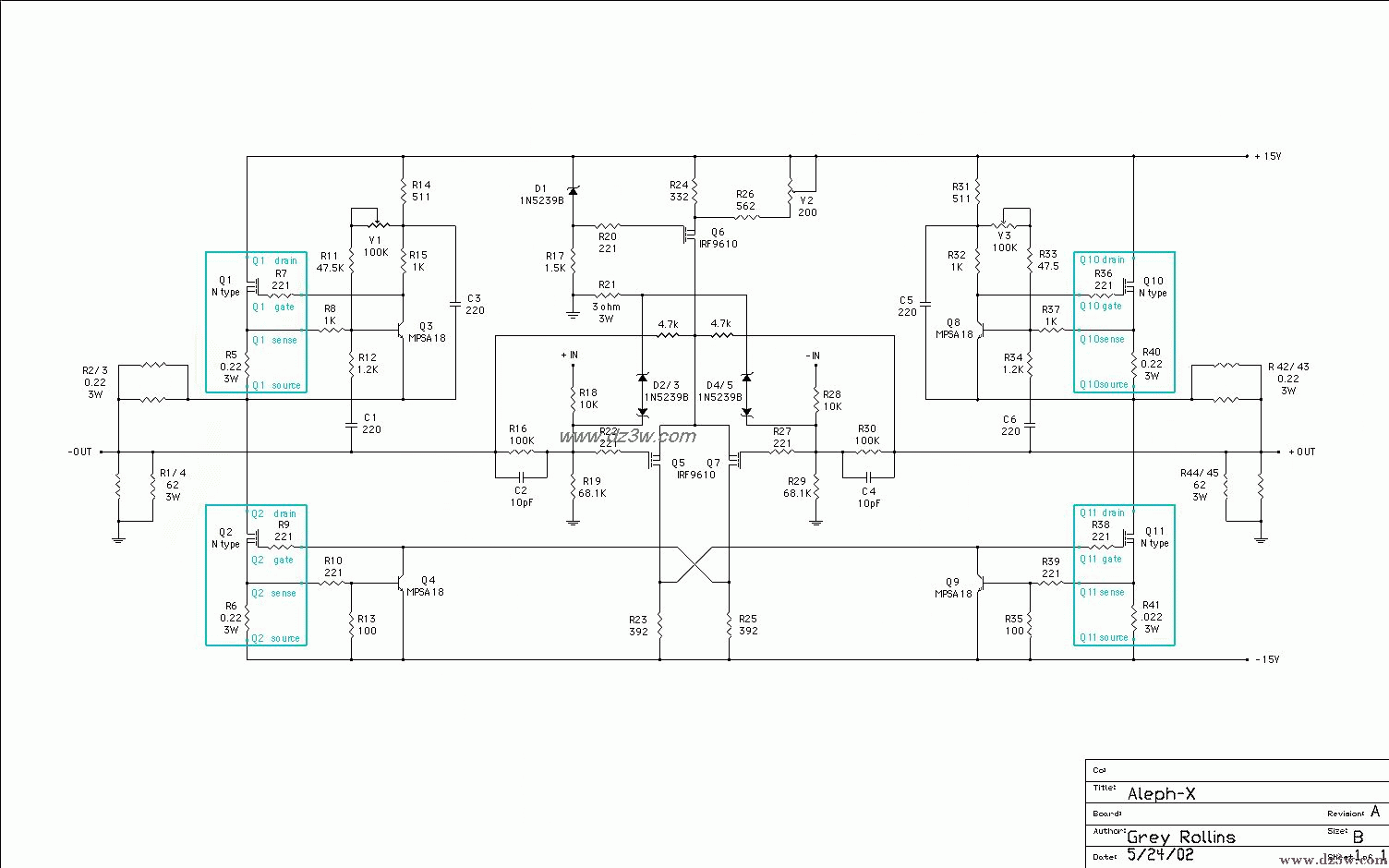 优质场效应管音频功放电电路图