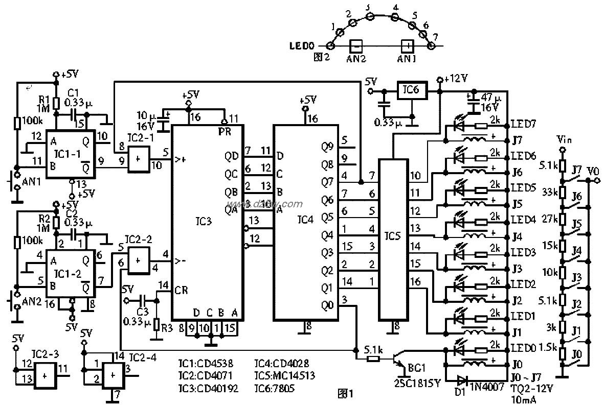 步进式音量控制器电路图电路图