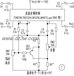 直流音调控制电路图电路图