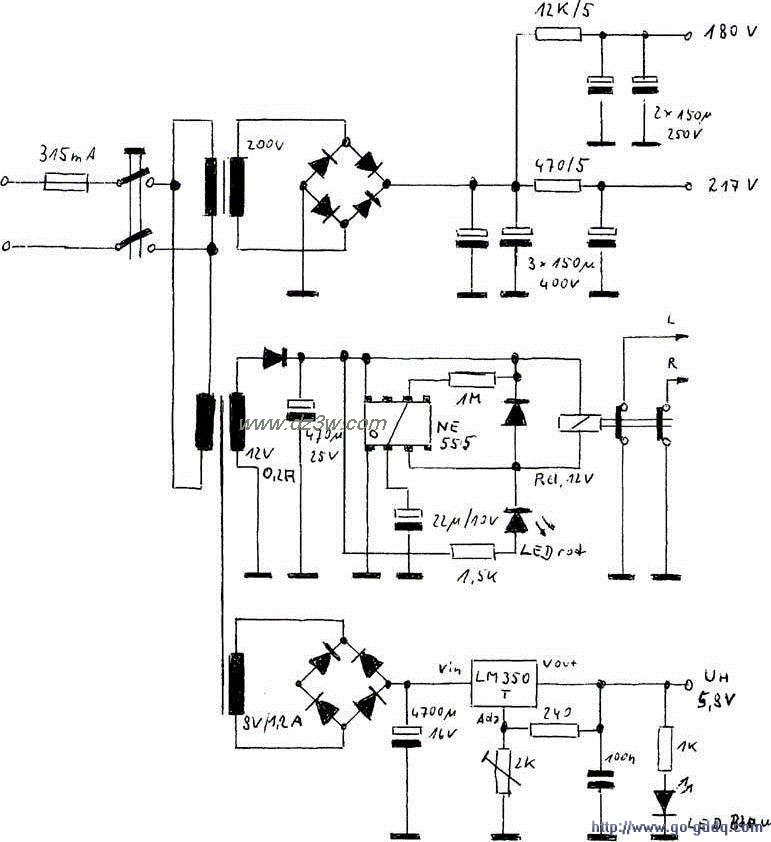 电子管EL95耳机放大器电路图