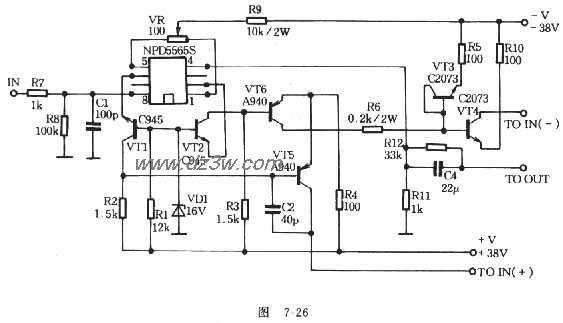 纯直流场效应管功放电路电路图